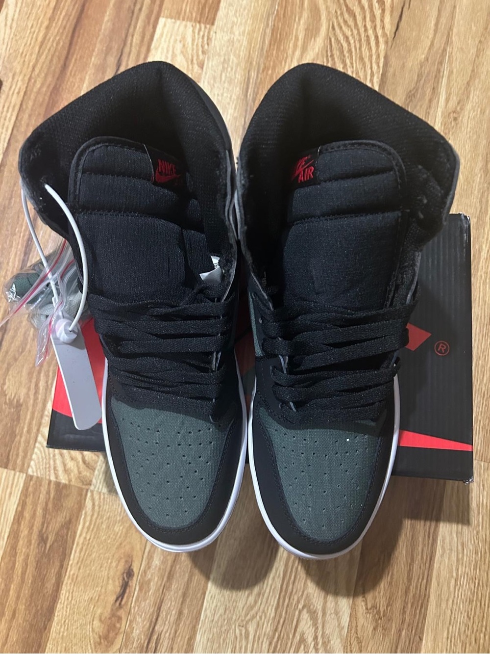 Nike Menโs Mid-Top Sneakers - Black, Dark Gray & Red Accents